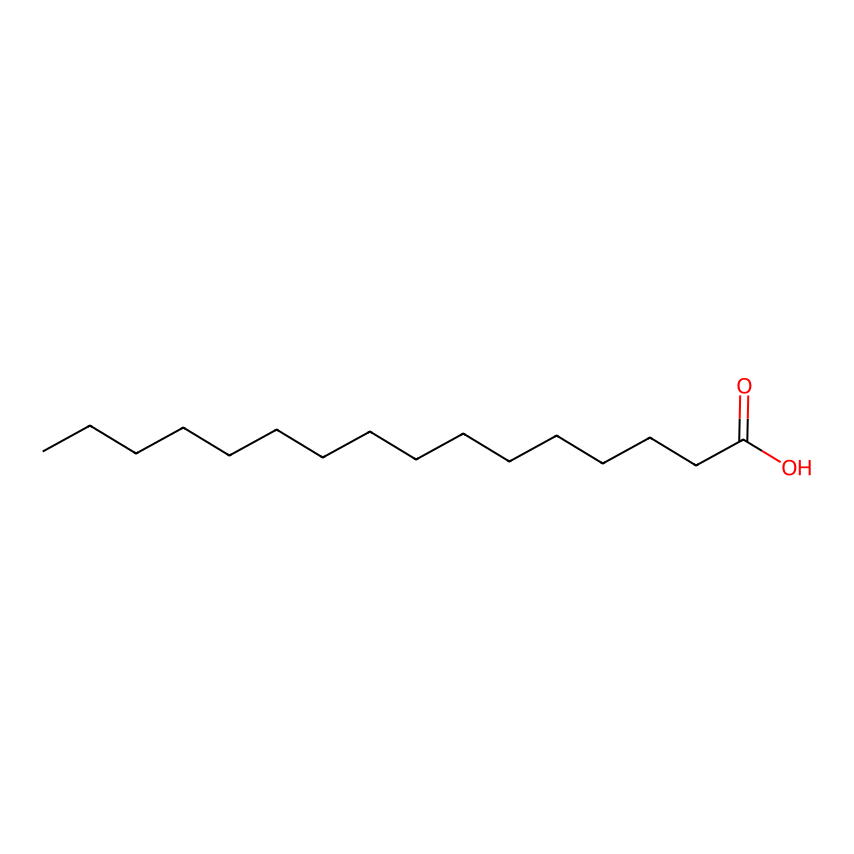 Chemical structure of Palmitic acid